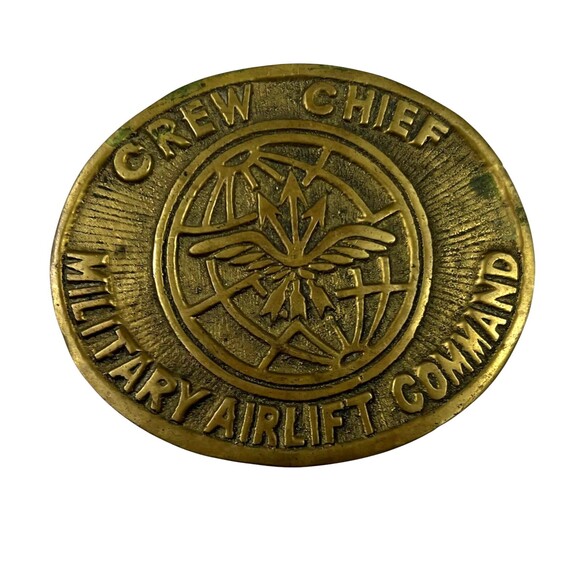 Vintage Crew Chief Military Airlift Command Belt Buckle  Rare Find  Adana Turkey - Picture 1 of 5